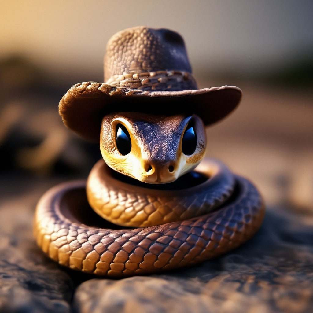 Little brown snake in a cowboy hat image created in Shedevrum