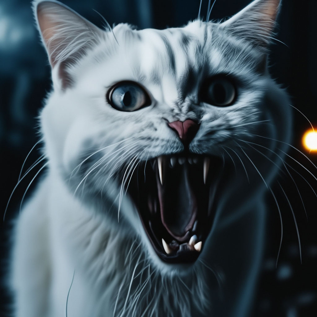 Страшный кот, белого цвета, черные …» — создано в Шедевруме