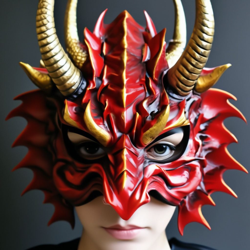 Новогодняя маска символ года золотой дракон