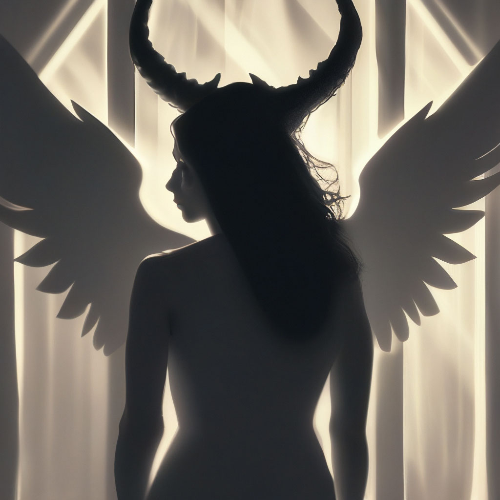 Девочка ангел, тень демона, тень …» — создано в Шедевруме