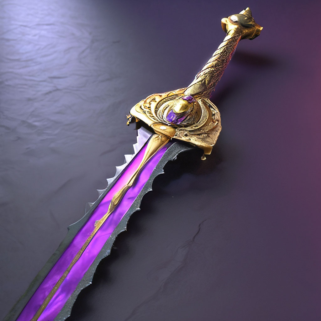 Черно-фиолетовый двуручный меч, …» — создано в Шедевруме