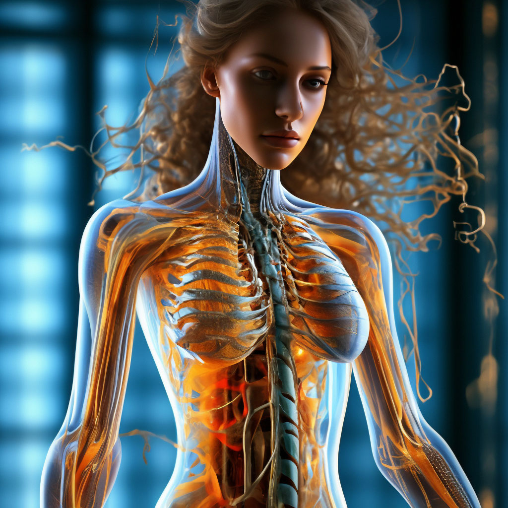 Красивая девушка прозрачная анатомия …» — создано в Шедевруме