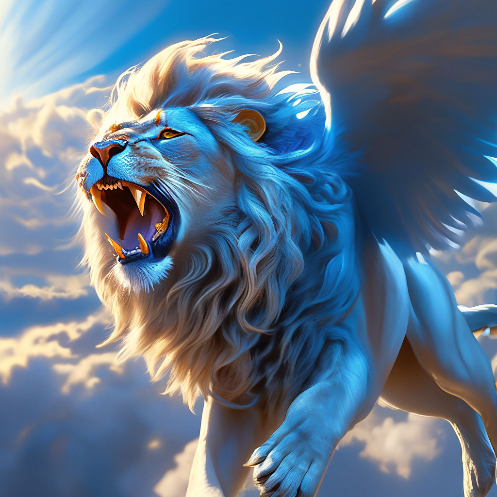 Полет.животное голубой lion с …» — создано в Шедевруме