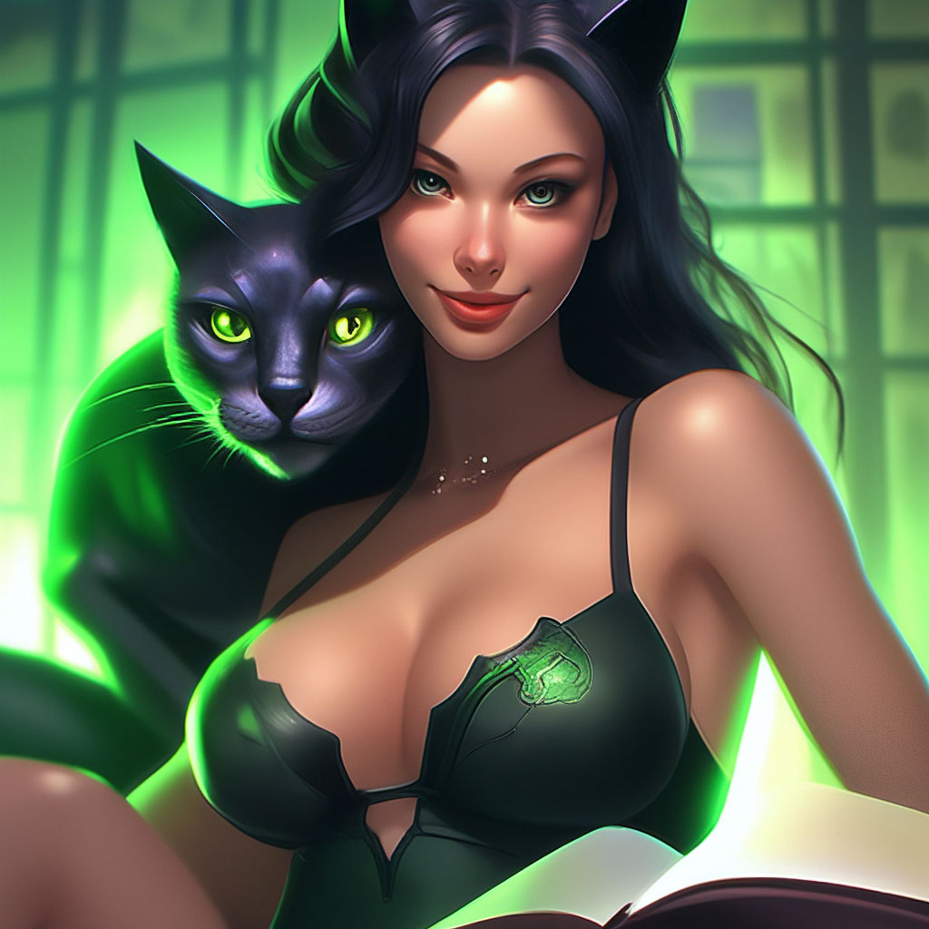 Бимбо в образе Cat Woman из …» — создано в Шедевруме