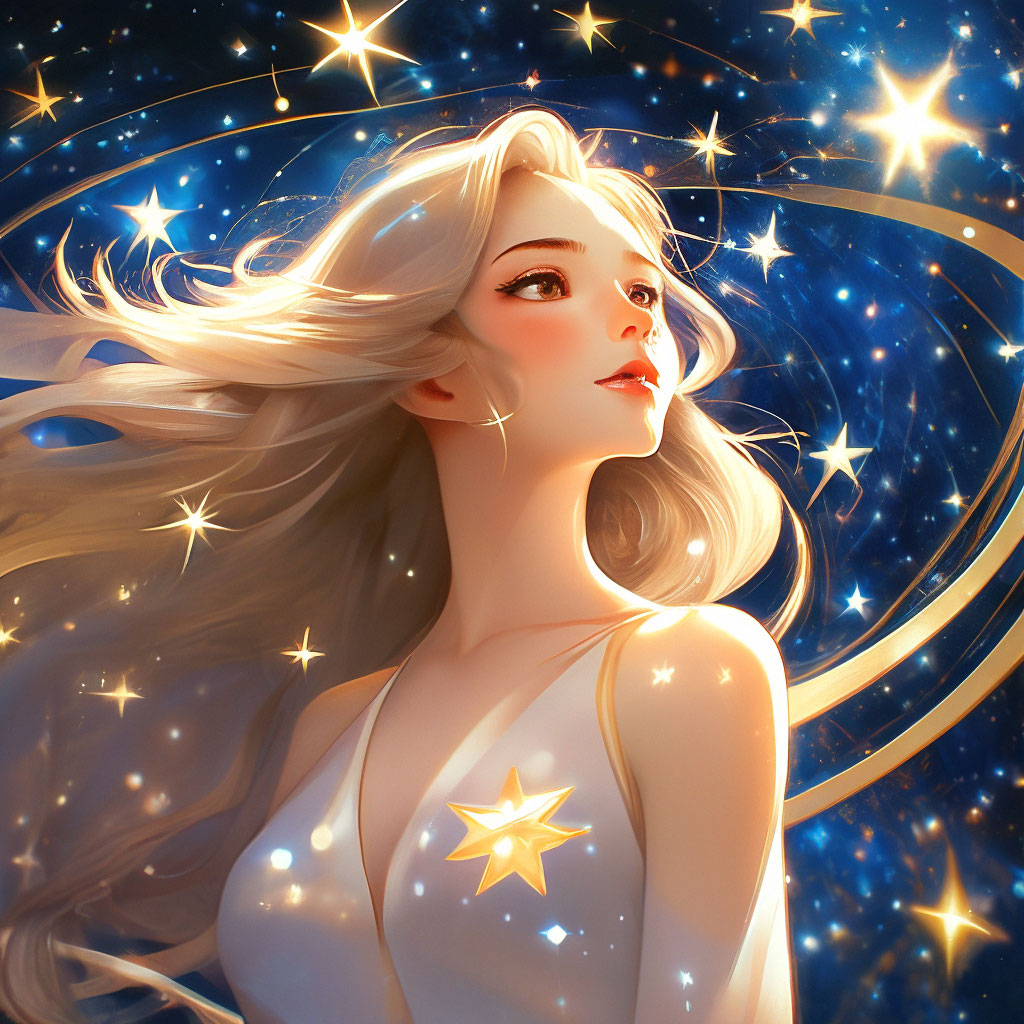 Космос, звезда в виде девушки, …» — создано в Шедевруме