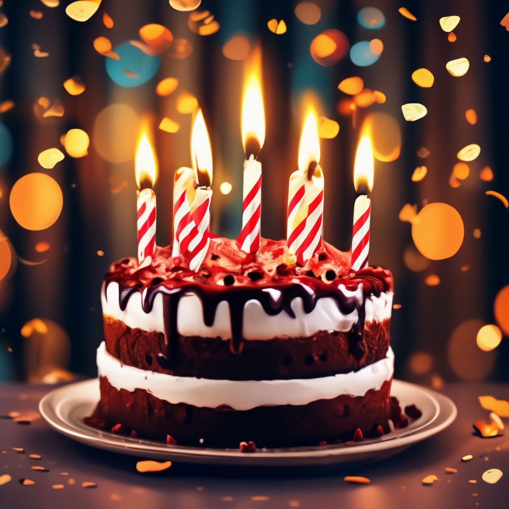 С днем рождения торт со свечами поздравительная открытка | Премиум векторы