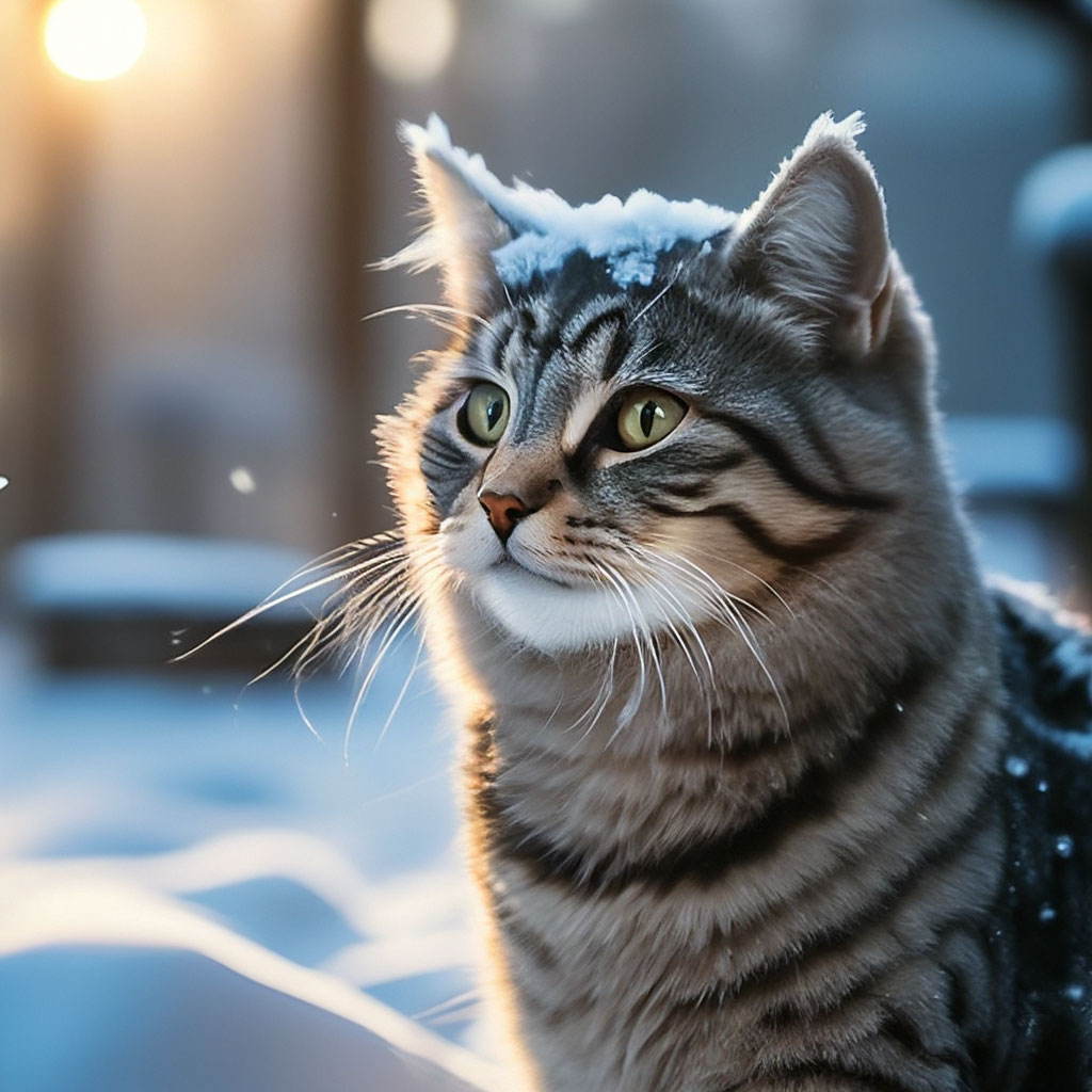 Кошка на зимней прогулке, горстка …» — создано в Шедевруме