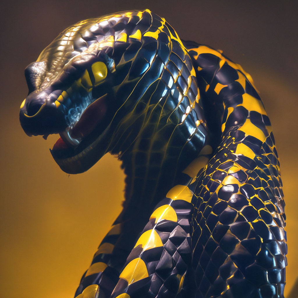 Anthropomorphic snake, black scales, …