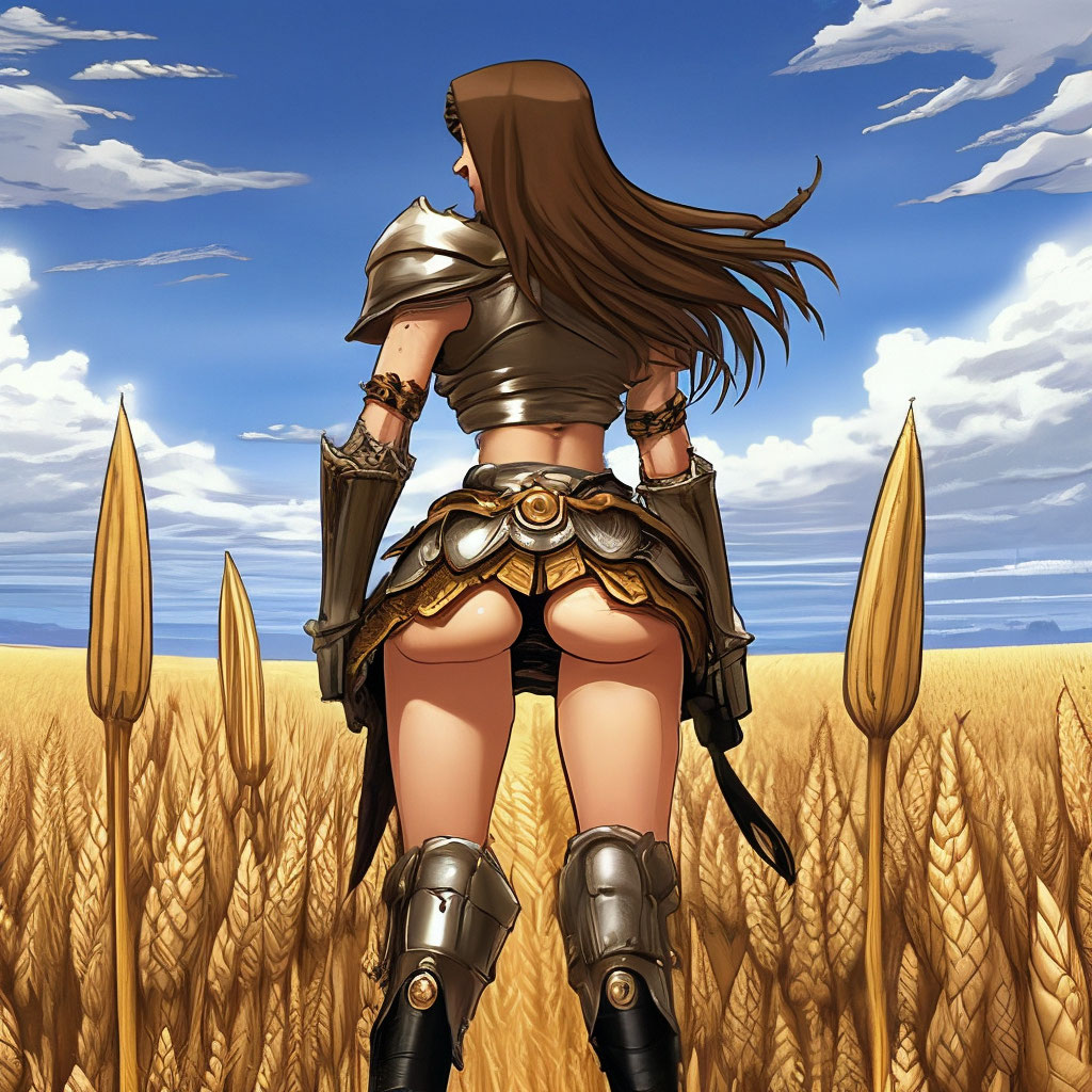 Пшеничное поле, вид сзади, высокая …» — создано в Шедевруме