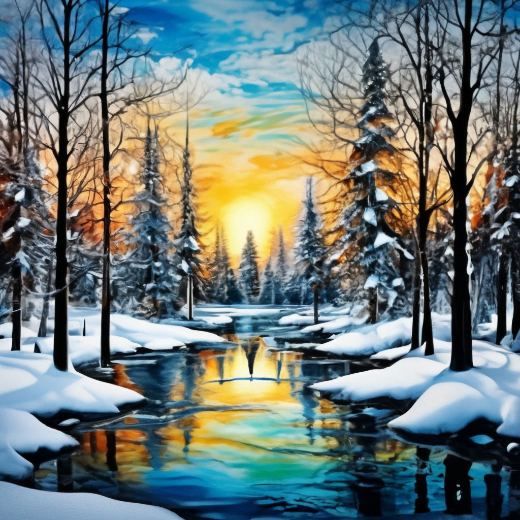 Раскраска зима в лесу