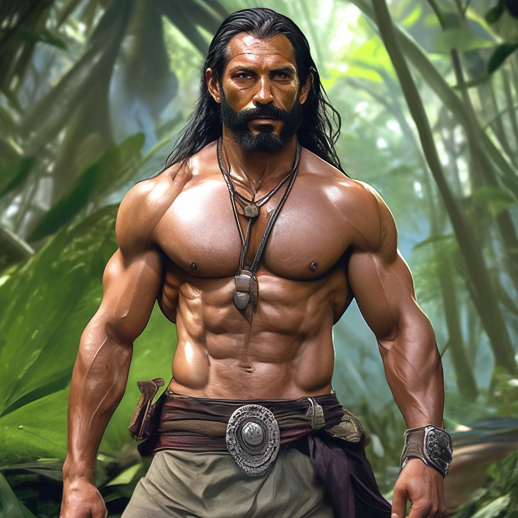 Mature Mexican, swarthy, hairy abs, highlighted, pirate beard, wiry,  skinny, 0% subcutaneous fat, thin skin, muscle… — image created in  Shedevrum