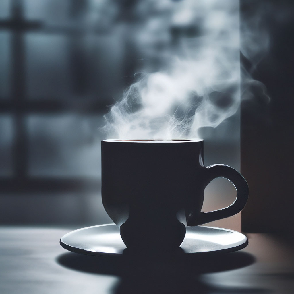 Чашка кофе,пар,игра теней,…» — создано в Шедевруме