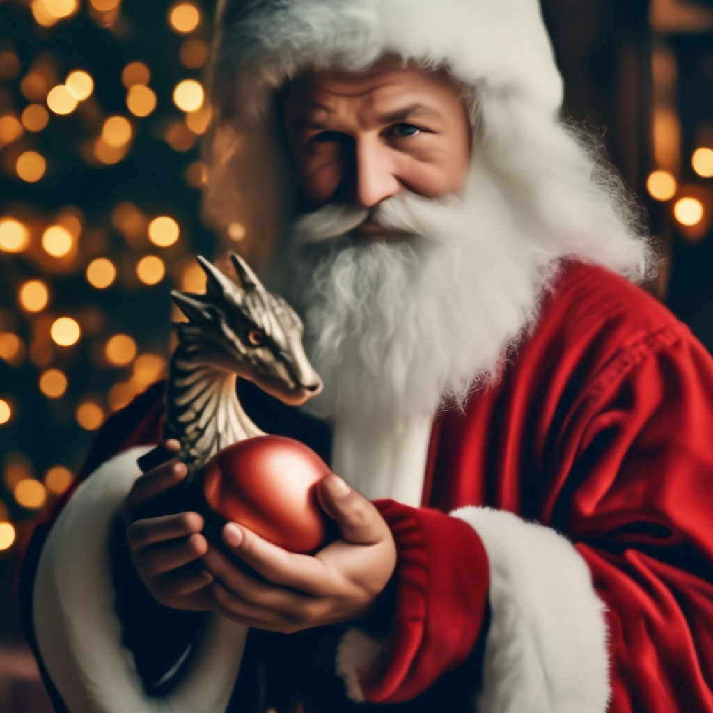 Дед мороз держит пустую рождественскую открытку, праздничное сообщение, макет