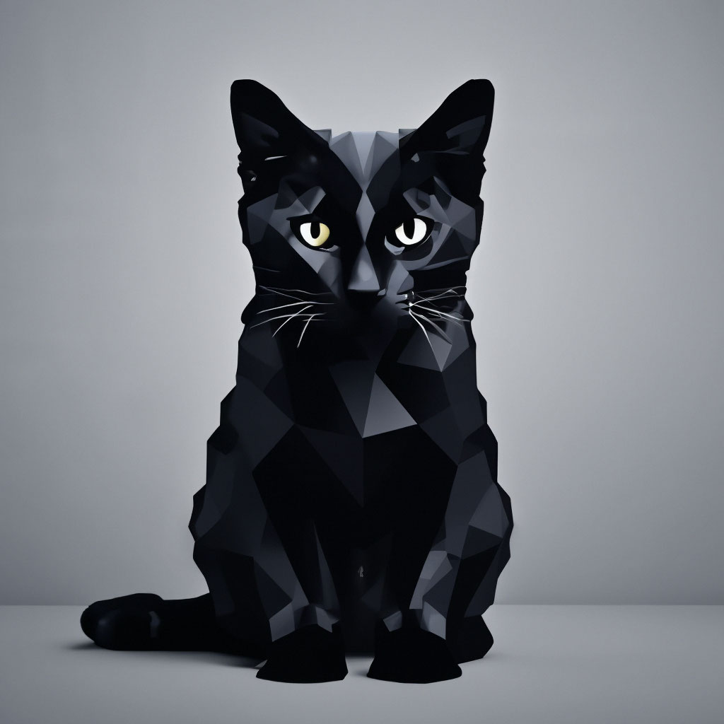 Чёрный кот на белом фоне, …» — создано в Шедевруме
