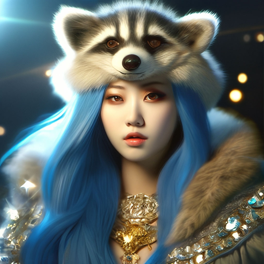 Korean Raccoon Girl, Fair Skin, Big…» — Создано В Шедевруме