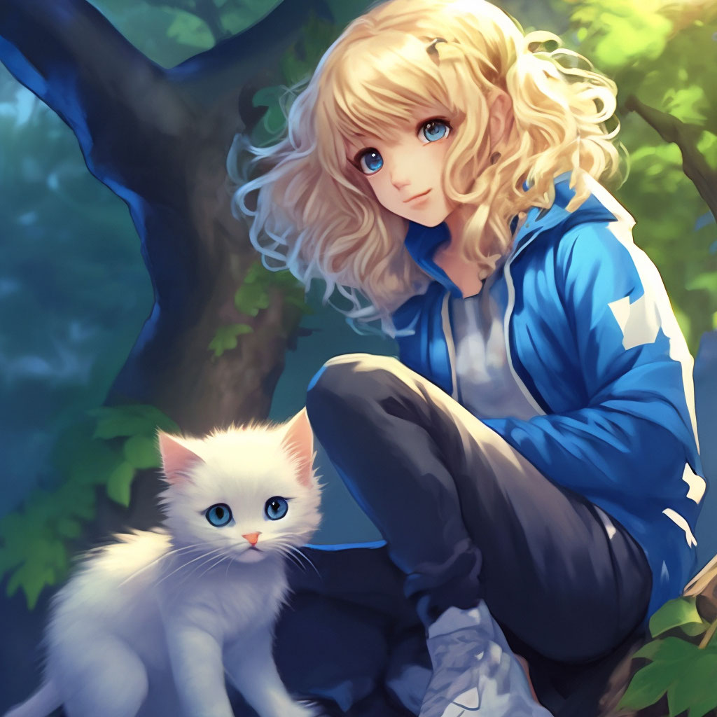 Anime girl in blue hoodie best sale