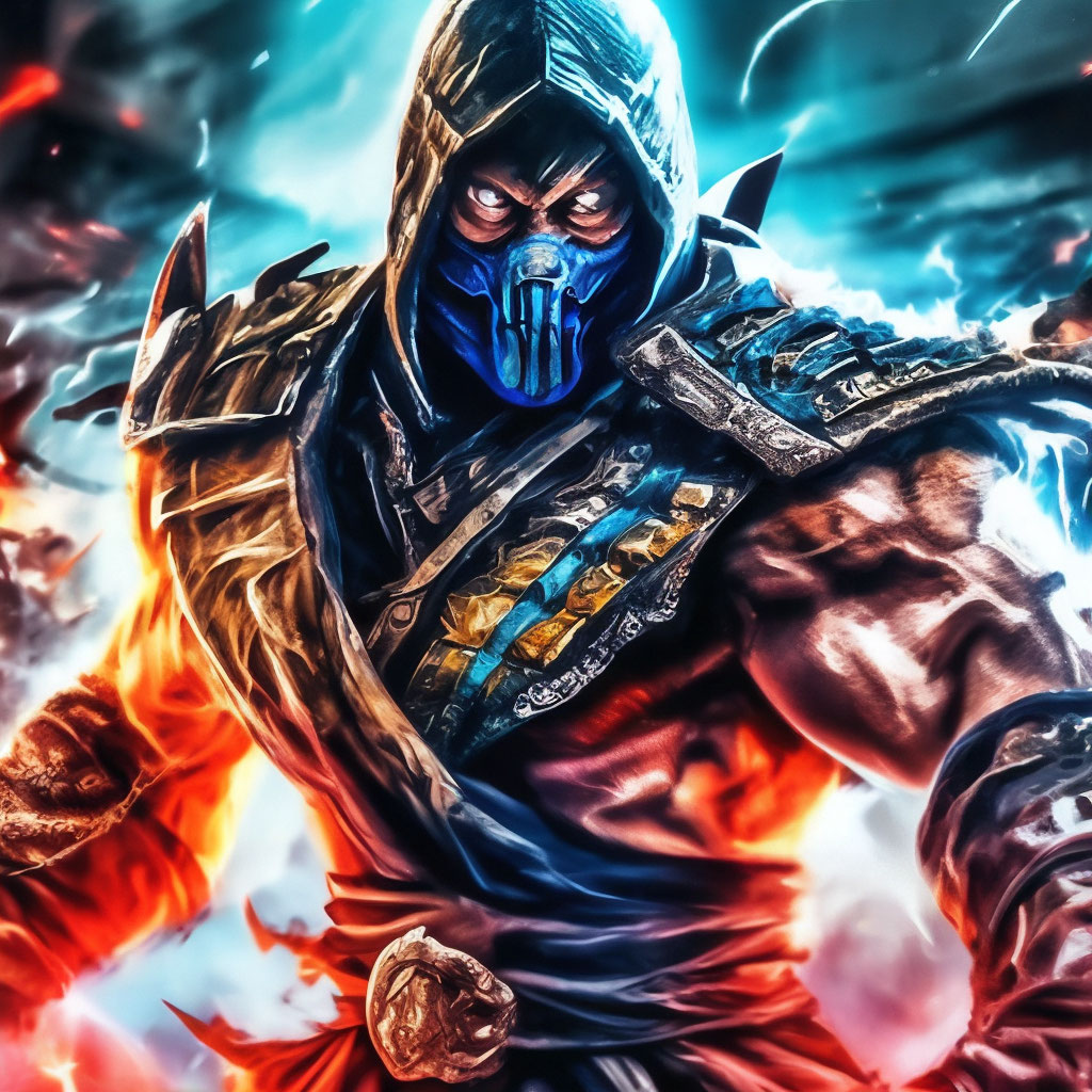 Mortal Kombat, fighting game style, …» — создано в Шедевруме
