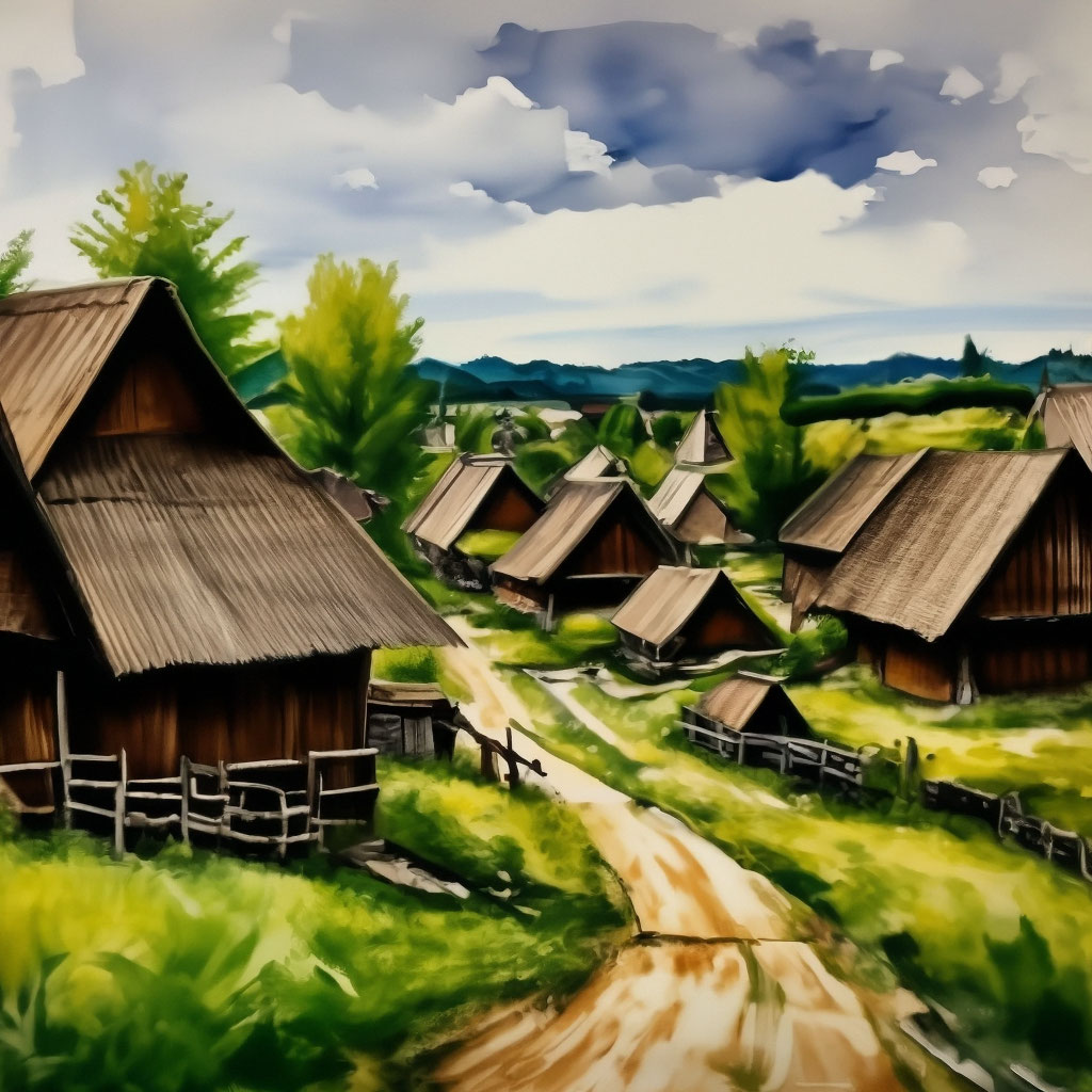 Раскраска домик в деревне