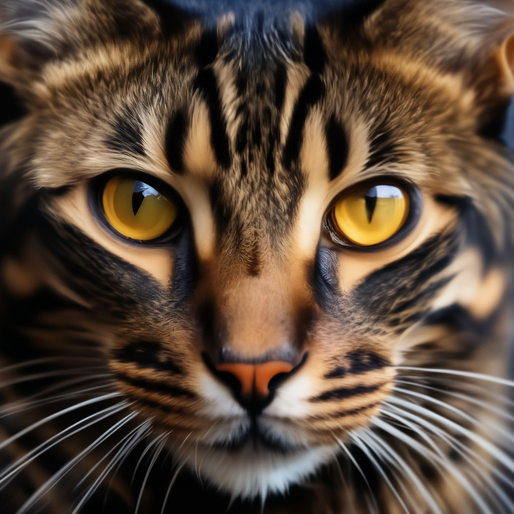 Кот, темный тигровый окрас, жëлтые…» — создано в Шедевруме