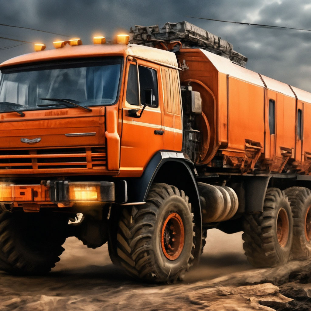 Orange KAMAZ with independent …