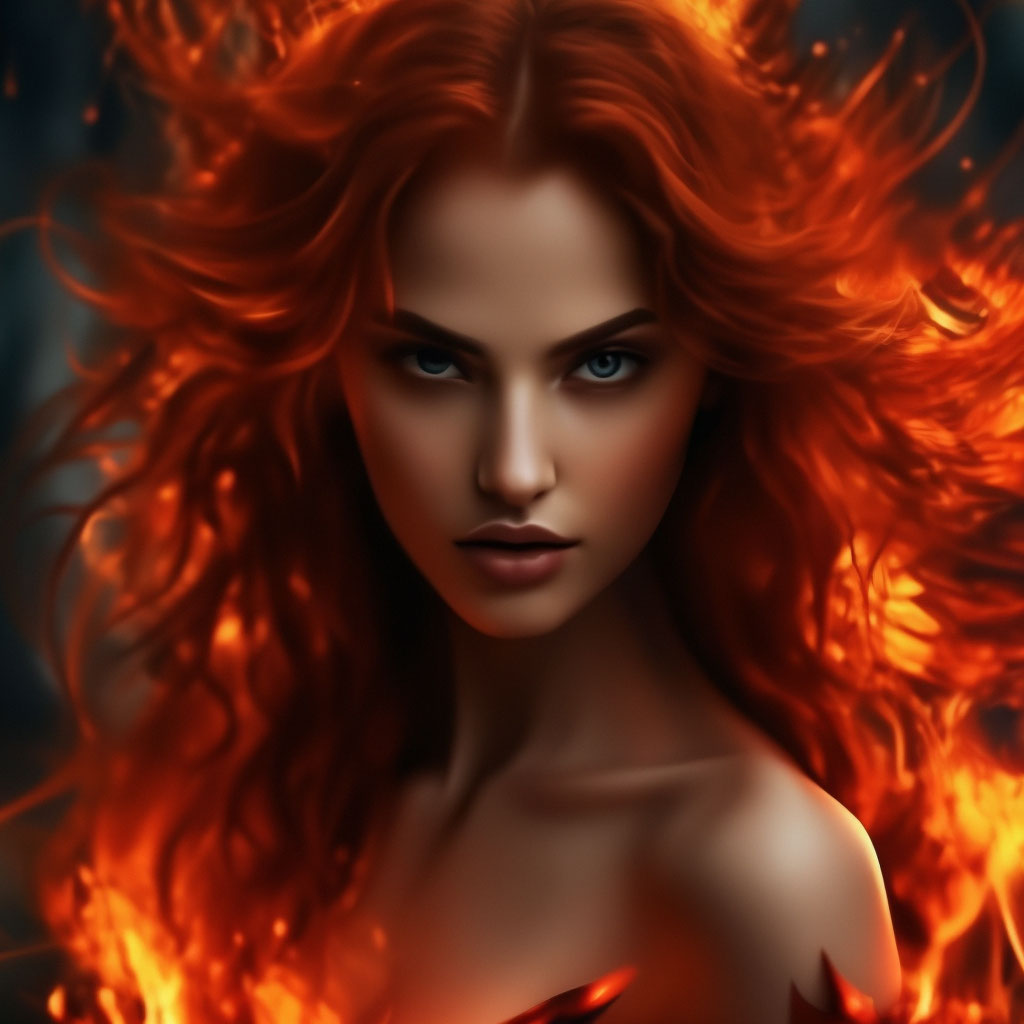Красивая но огненная и злая девушка» — создано в Шедевруме
