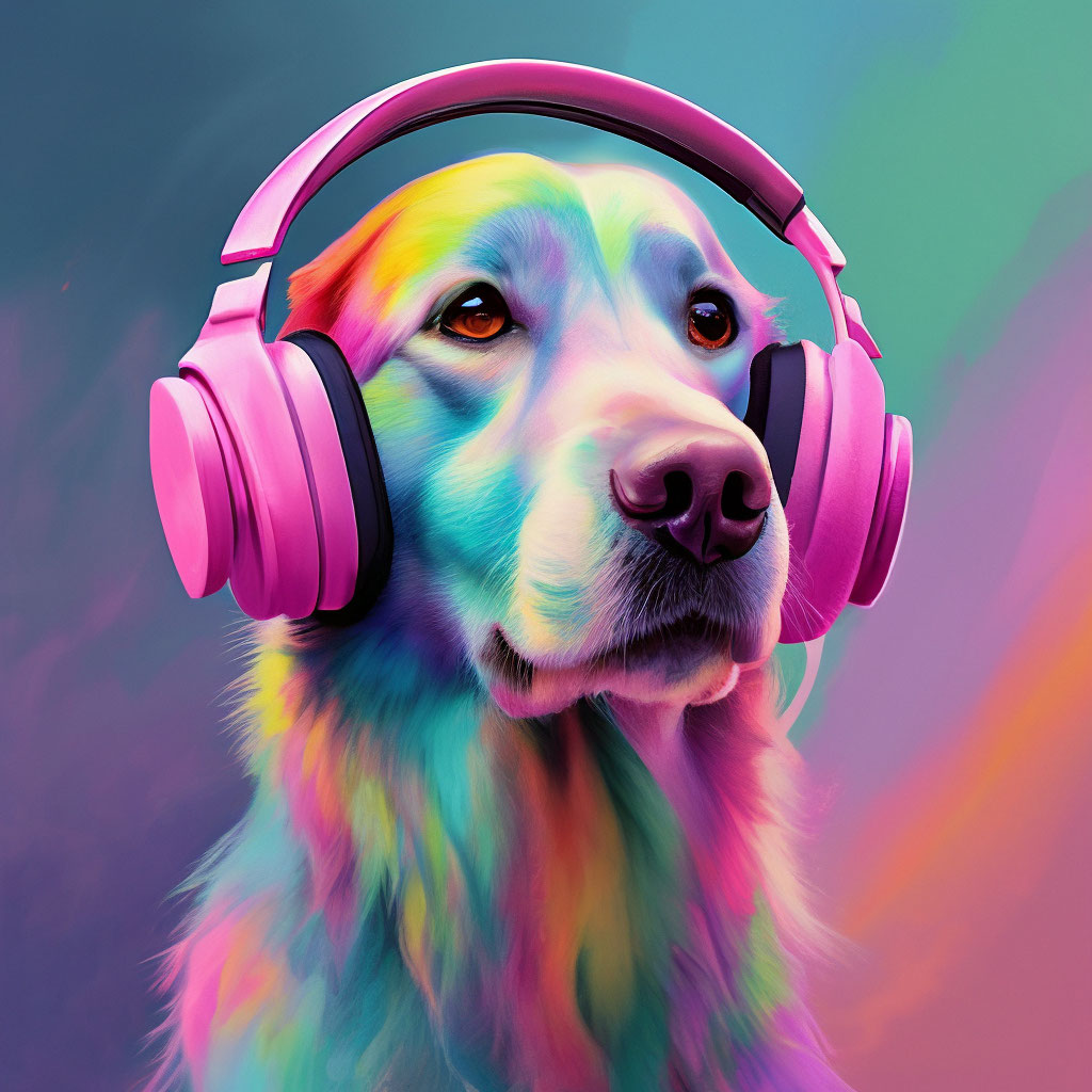 Радужная собака 🐶🌈 в розовых …» — создано в Шедевруме