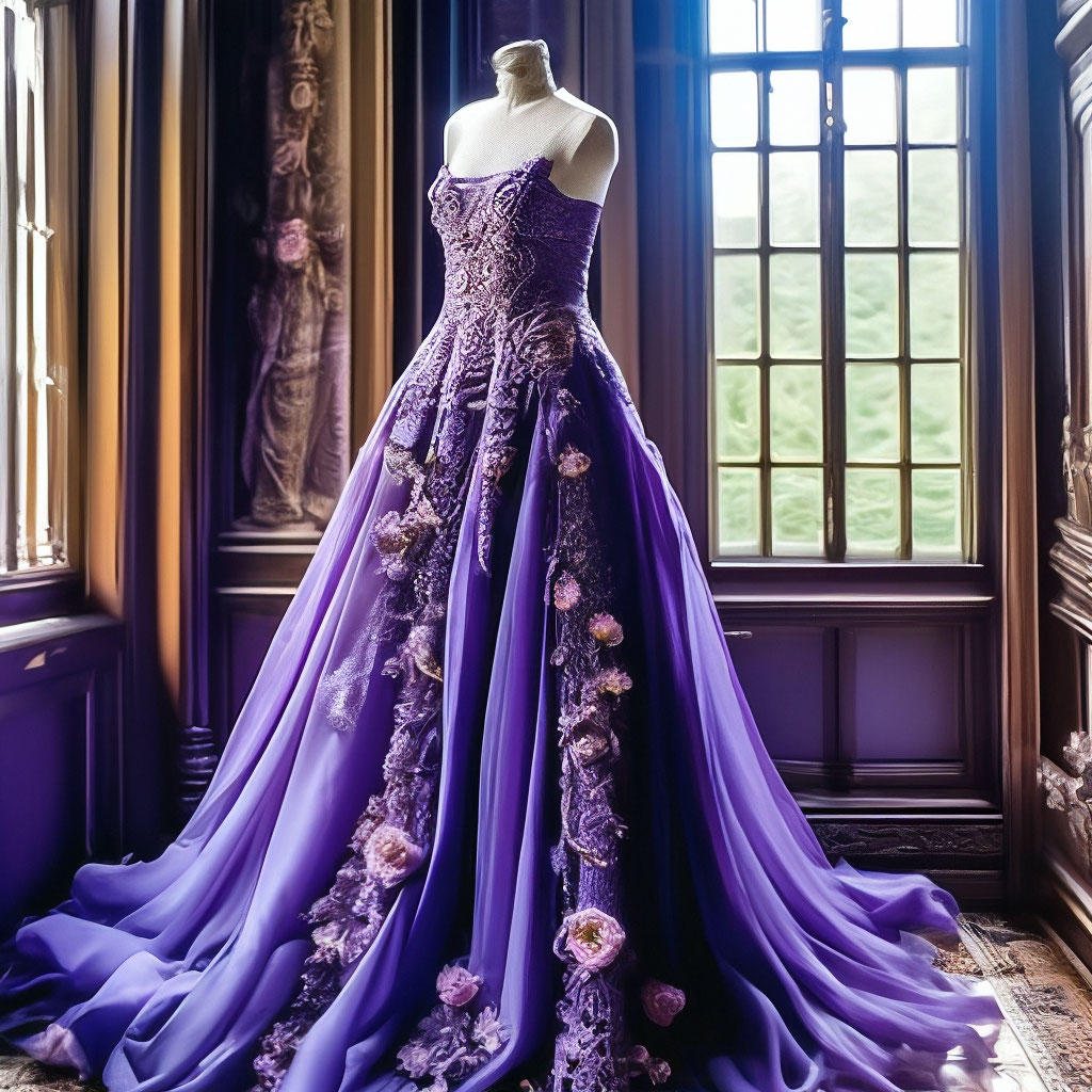 open lace back dress Goth purple trailing dress  Cutiekill