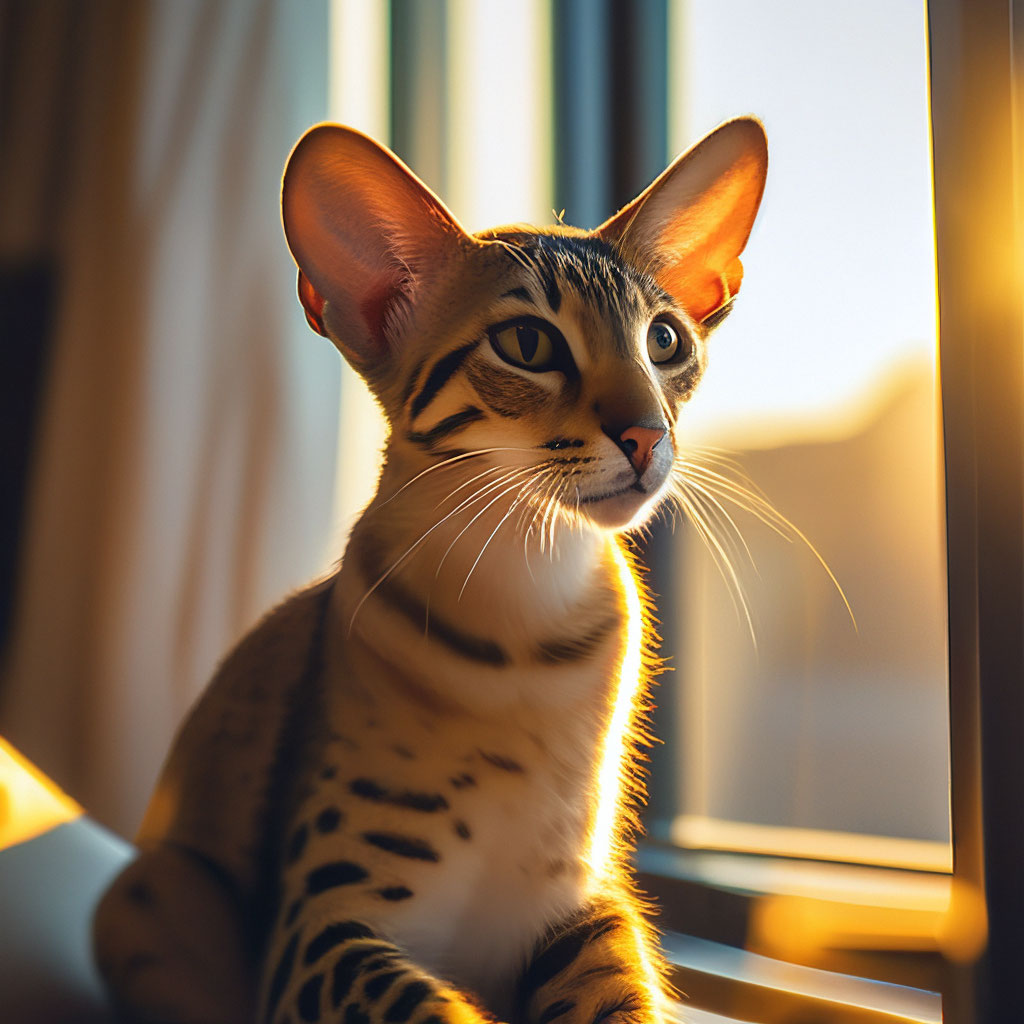 Кот ориентал, большие уши, блестящая…» — создано в Шедевруме
