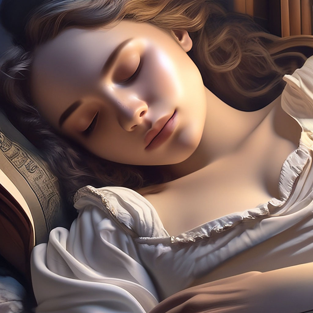 Скетч digital art, спящая девушка с…» — создано в Шедевруме