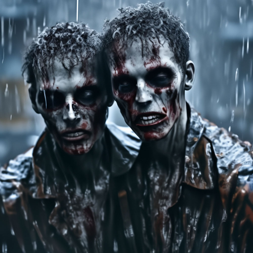 Beautiful zombie guys standing in …