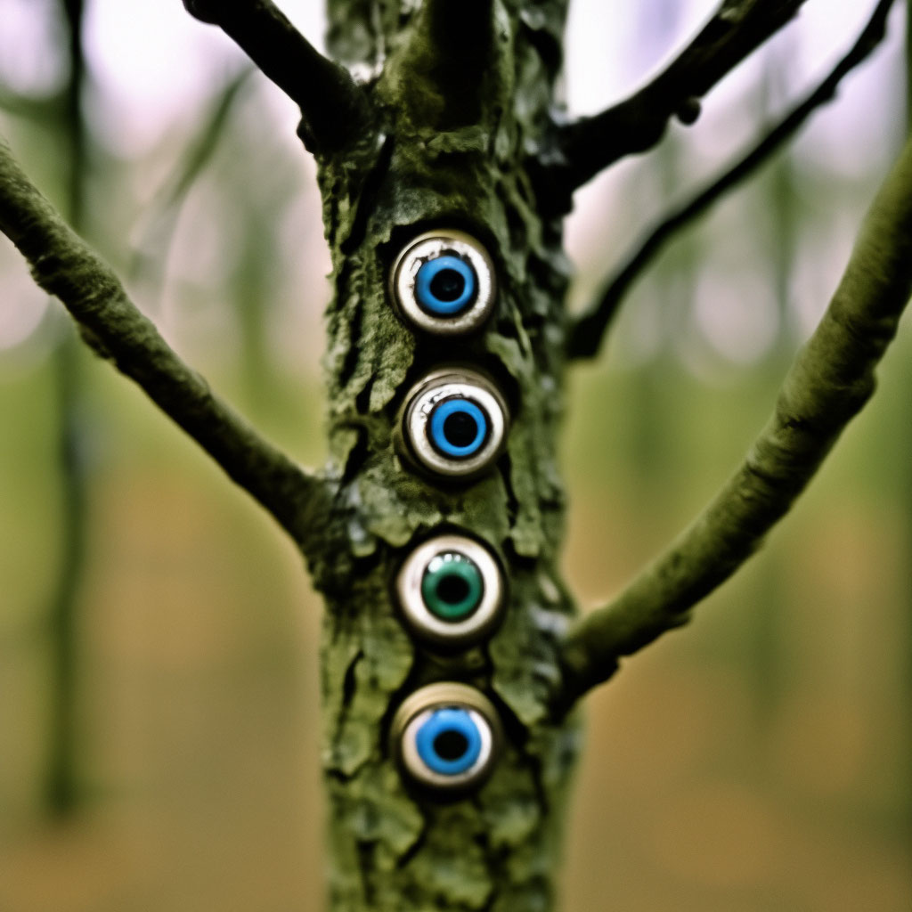 Листья находятся на деревьях.