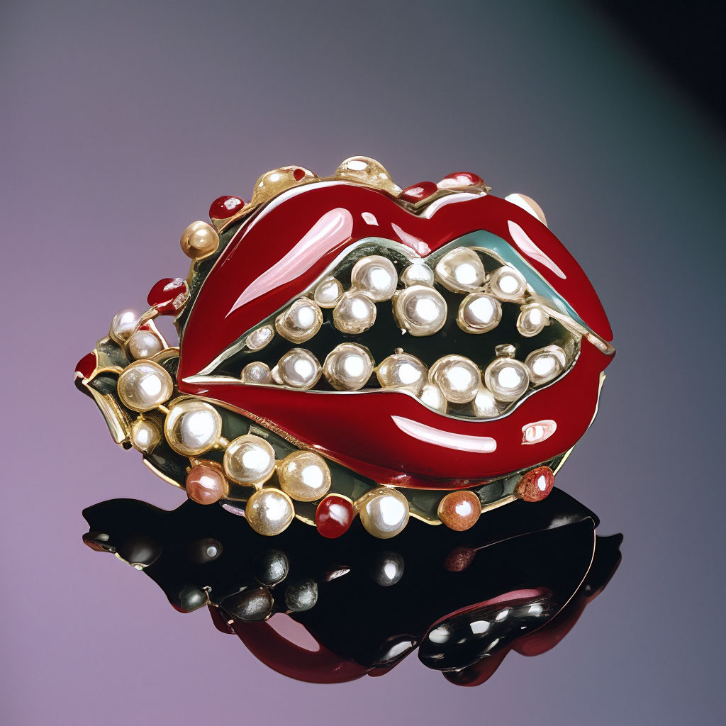 Salvador Dali Ruby Red orders Lips Brooch