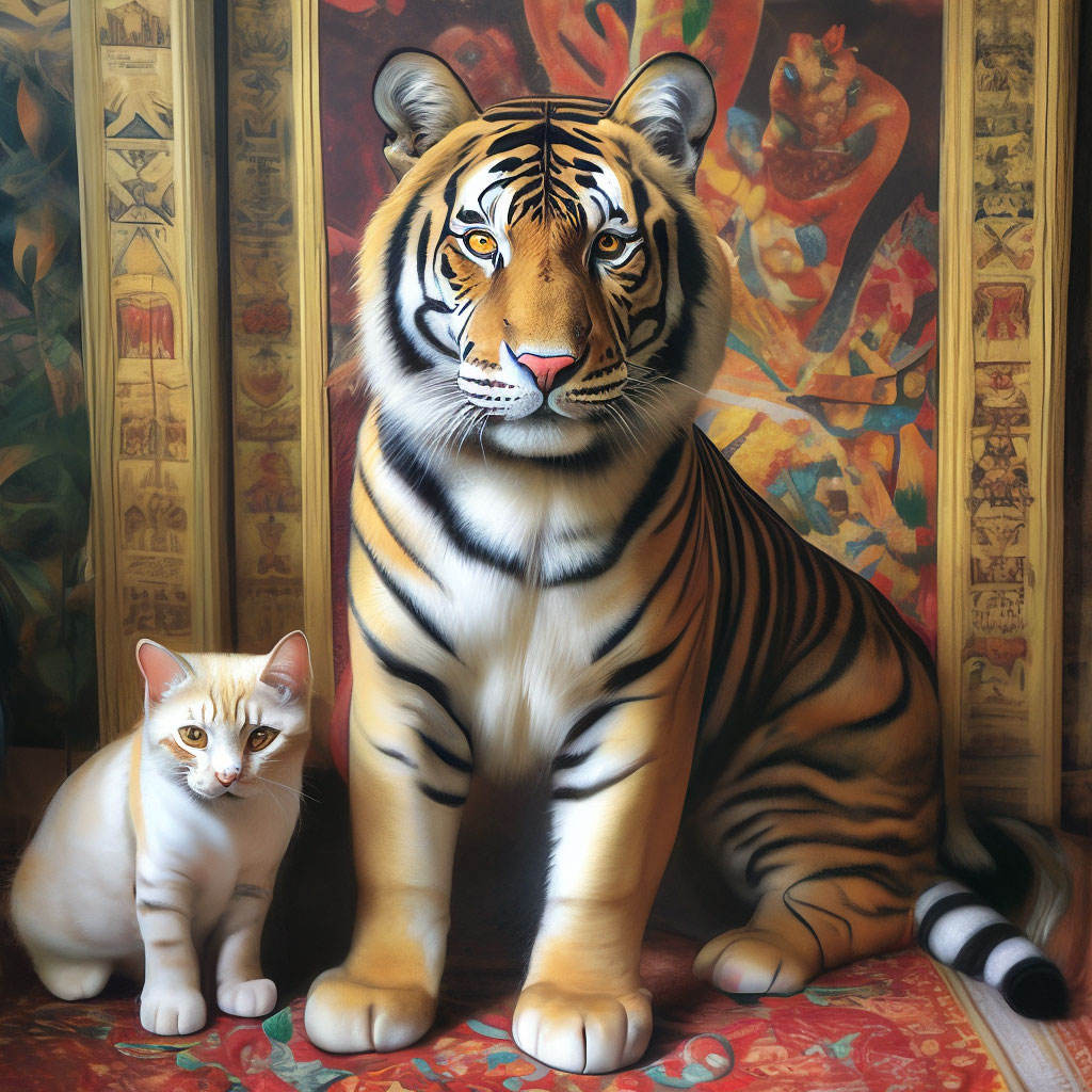 Кот это домашний тигры» — создано в Шедевруме