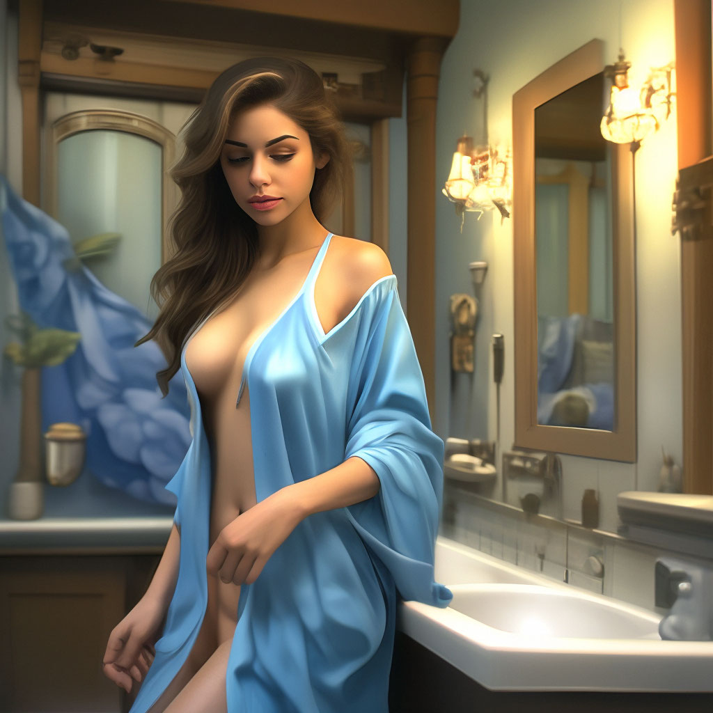Неглиже красивая девушка в ванной» — создано в Шедевруме