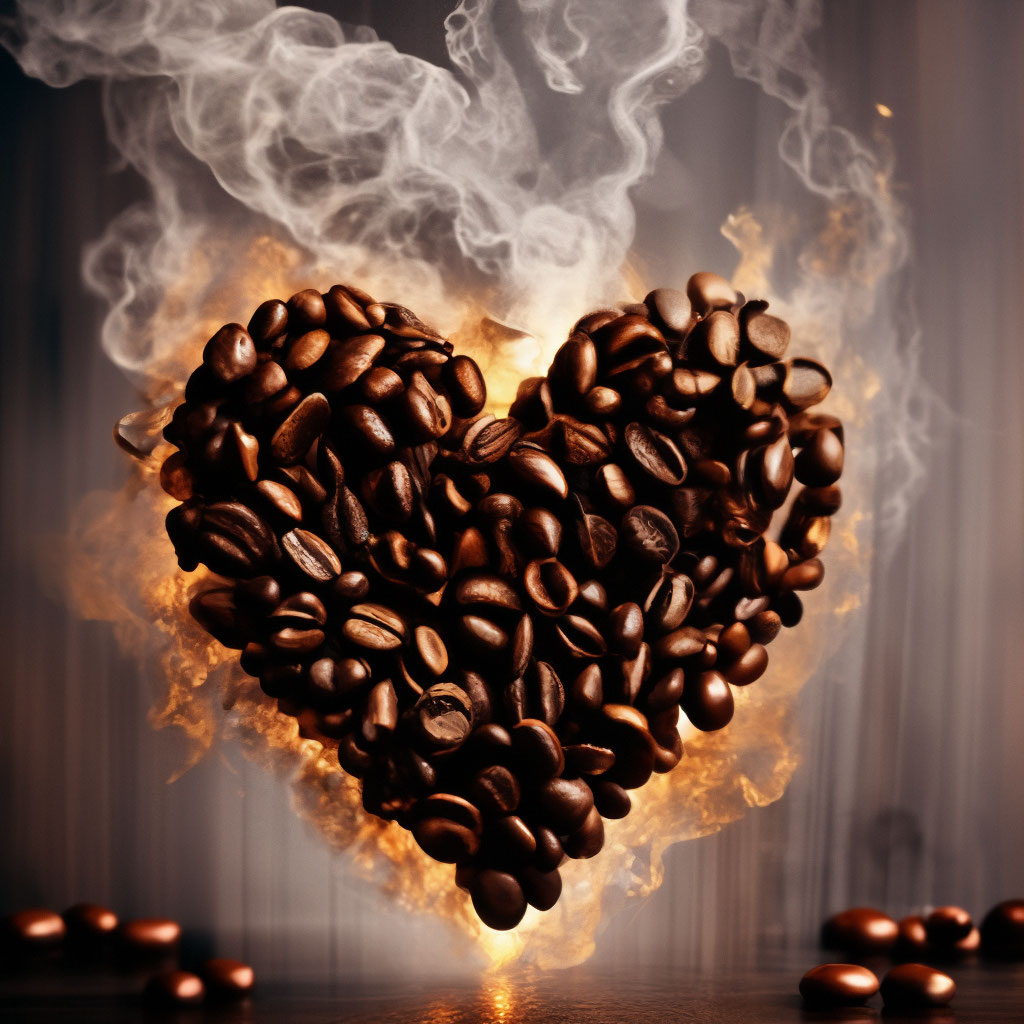 Купить модульную картину Чашка кофе и сердце из кофейных зерен