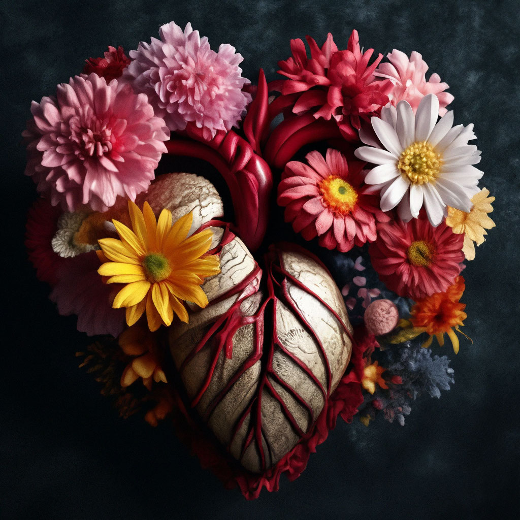 Открытка Сердце из цветов 💐