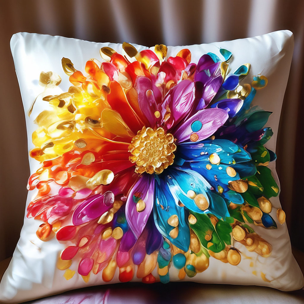 Радужная подушка ,краски ,цветы …» — создано в Шедевруме