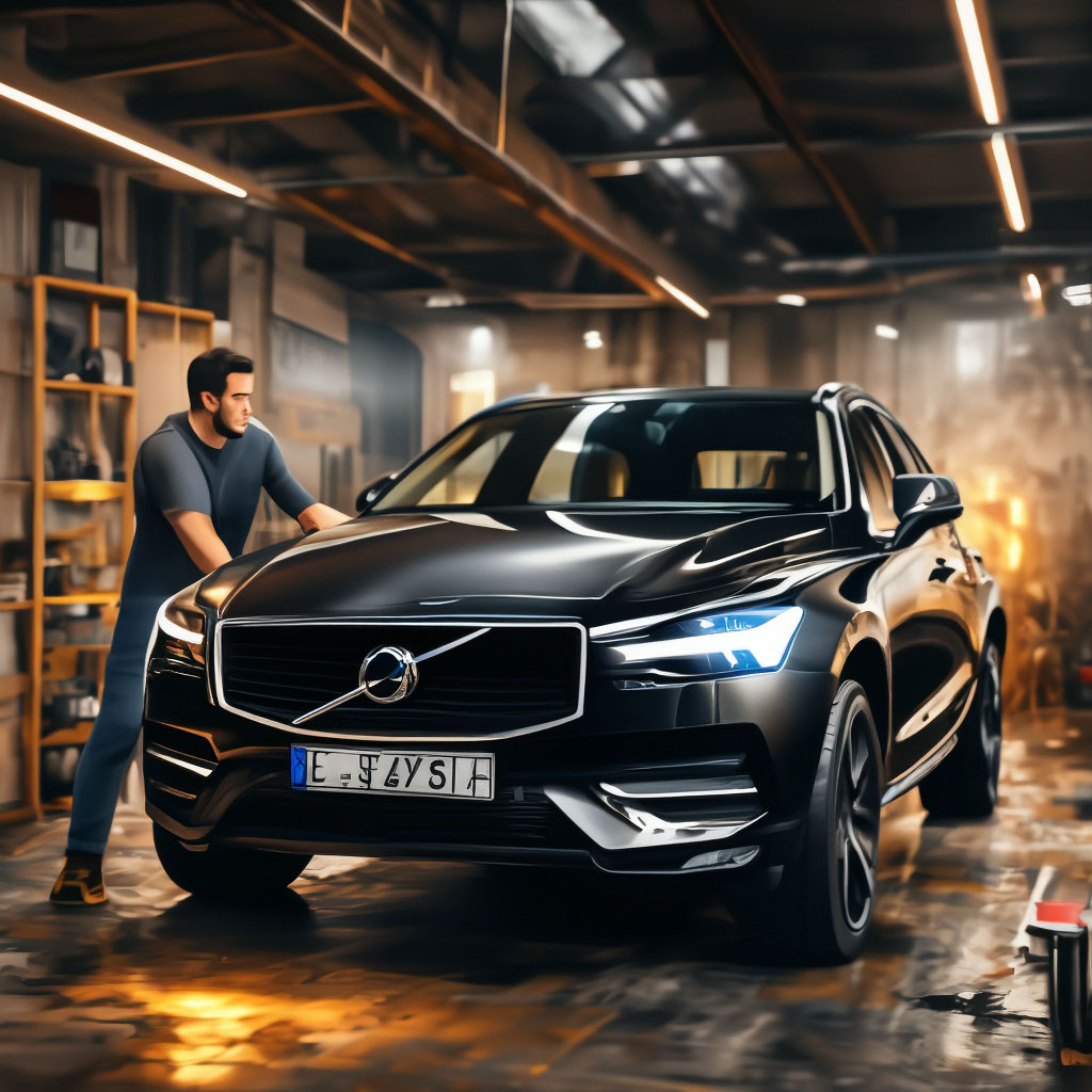 Маляр красит черный Volvo в гараже | Альфис …» — Шедеврум