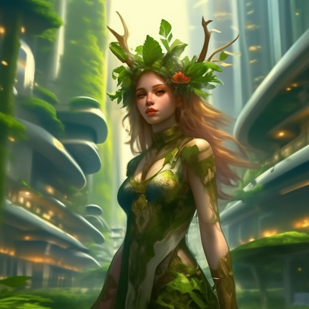 A forest nymph in a megalopolis.