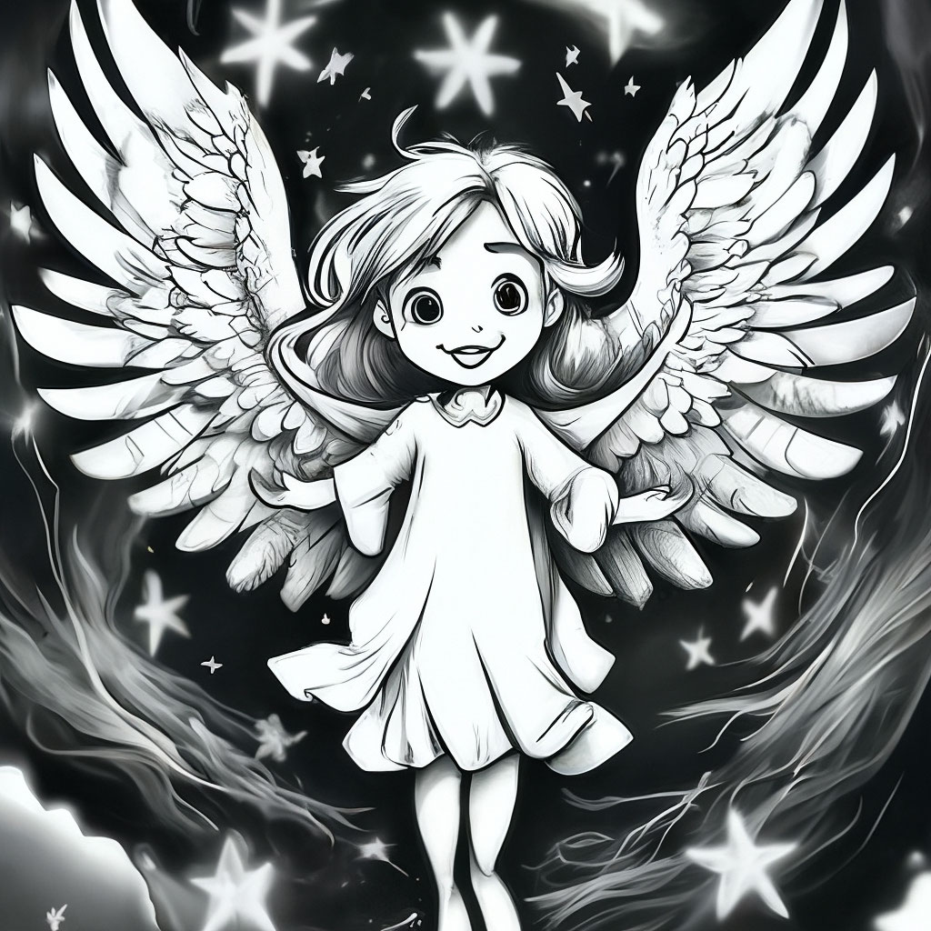 Раскраска ангел с крыльями 😻 распечатать бесплатно
