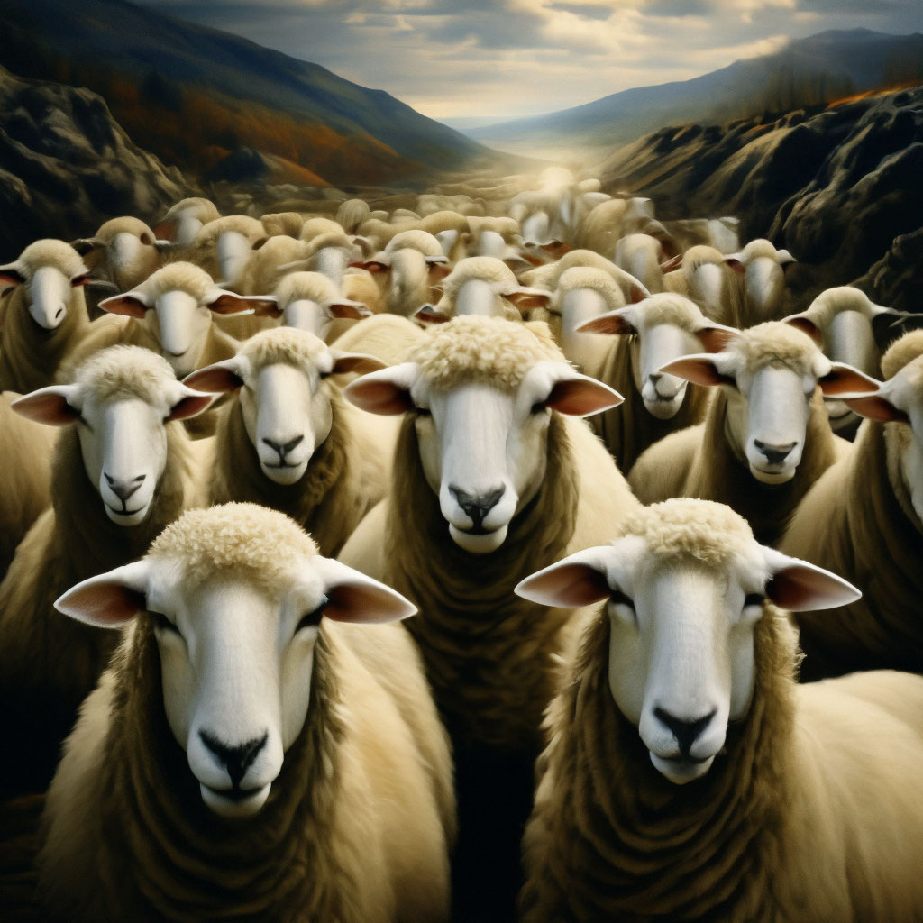 "A herd of sheep" - image created in Shedevrum 