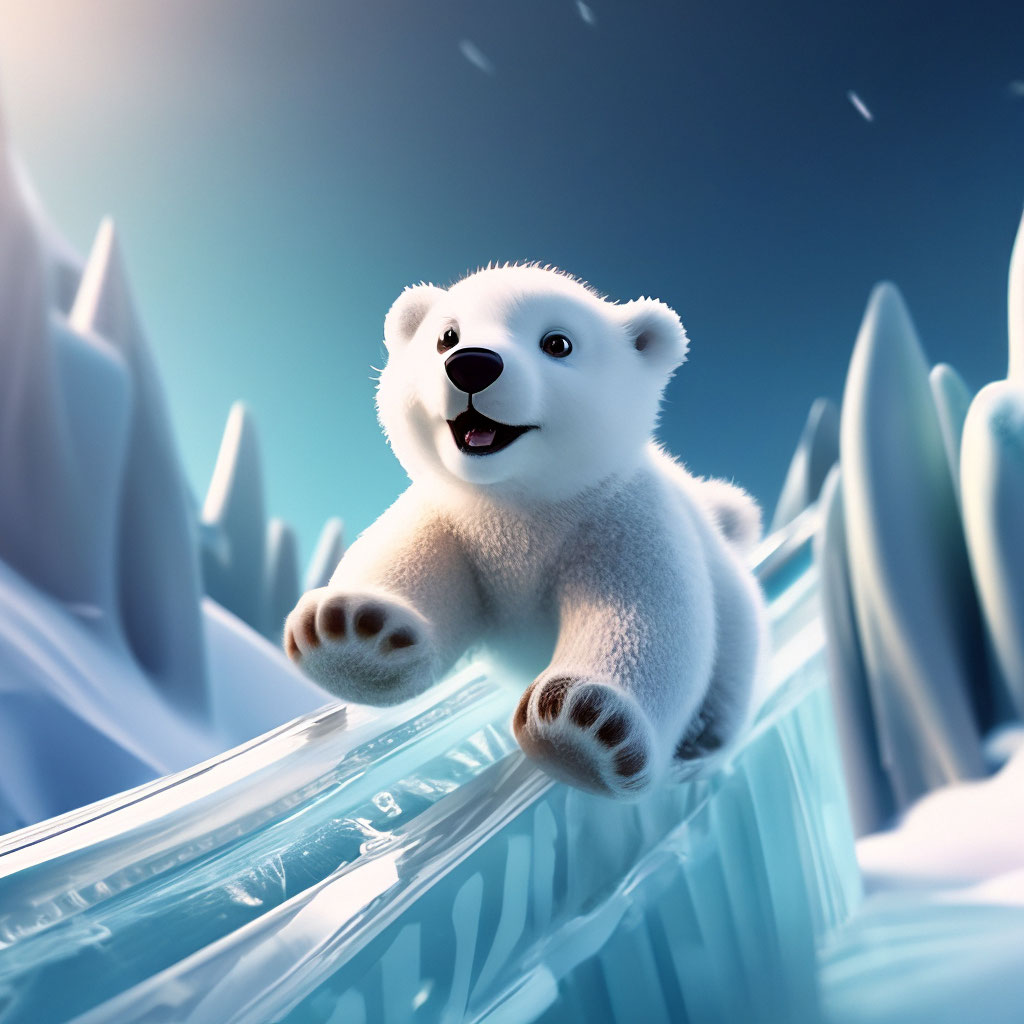 Cute Polar Bear Cartoon Cute Polar Bear Cartoon In Winter Background