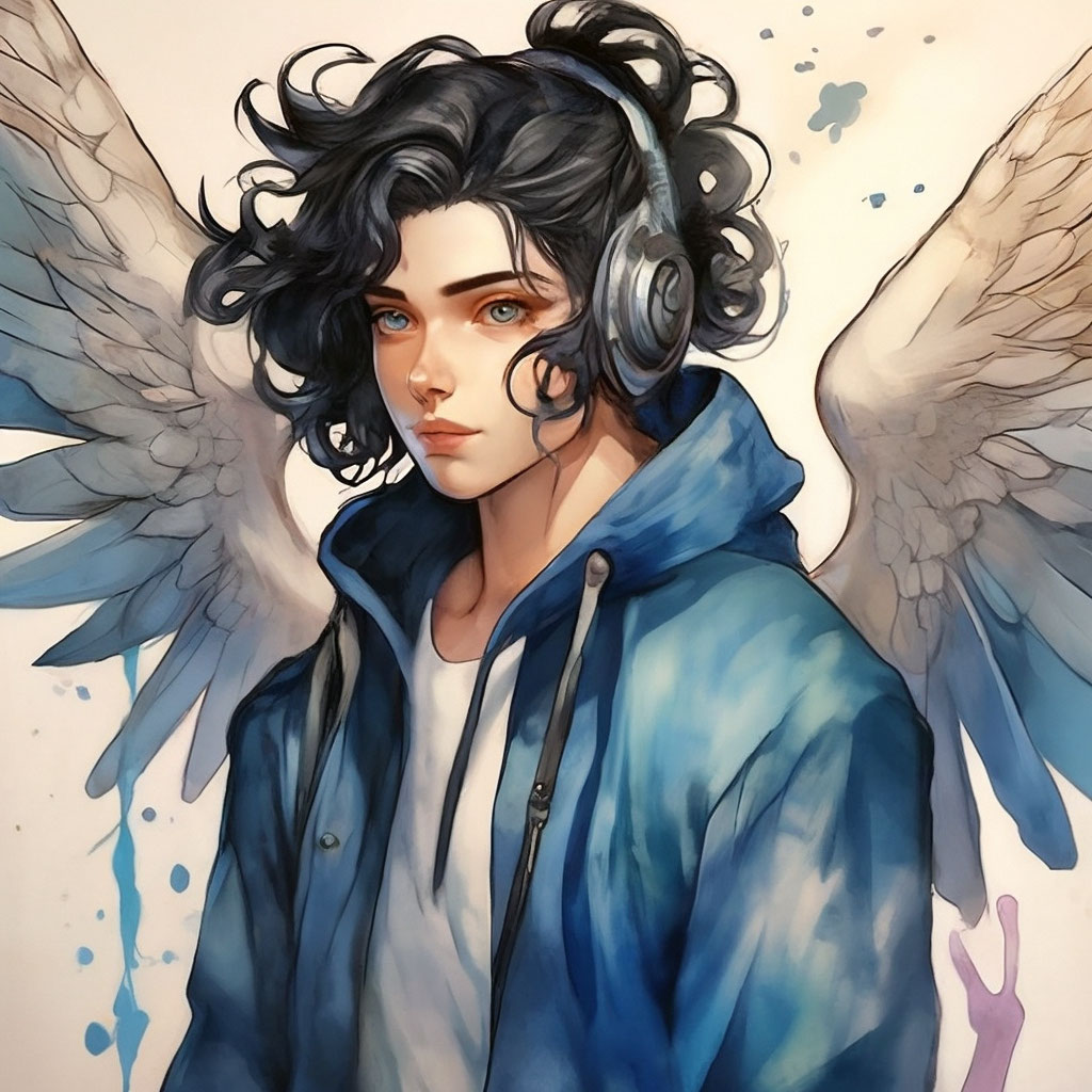 мужчина, мальчик, крылья - download free render Anime other renders on