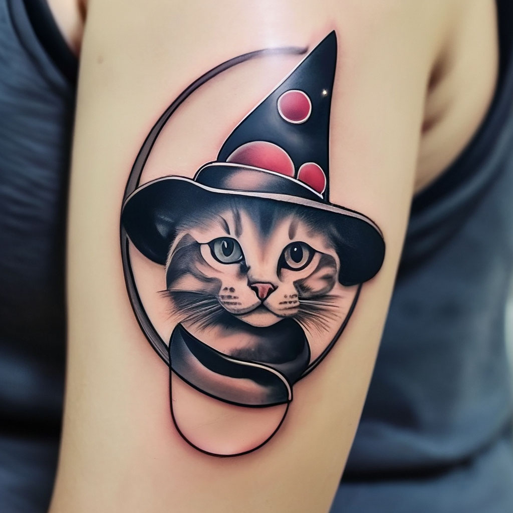 Татуировка кот в шляпе (77 фото)