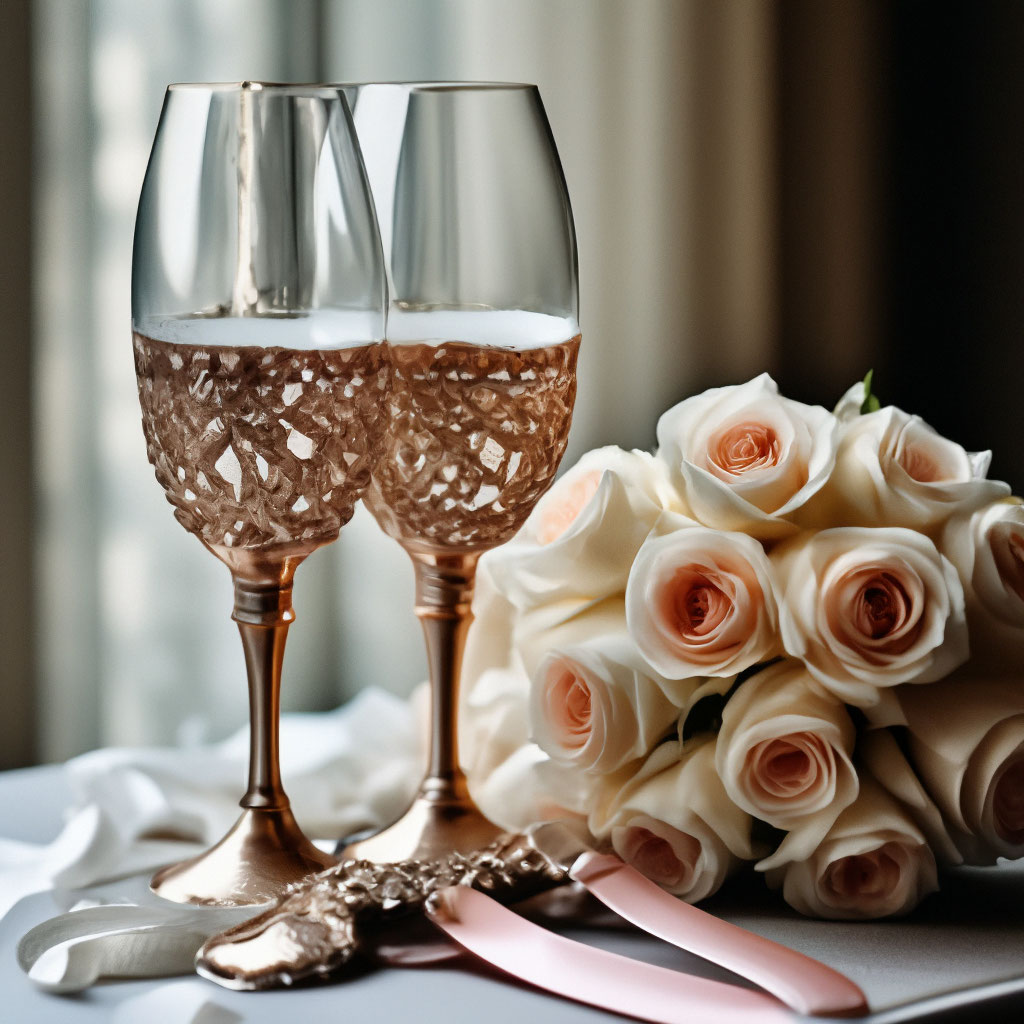 Свадебные бокалы Лепестки Роз