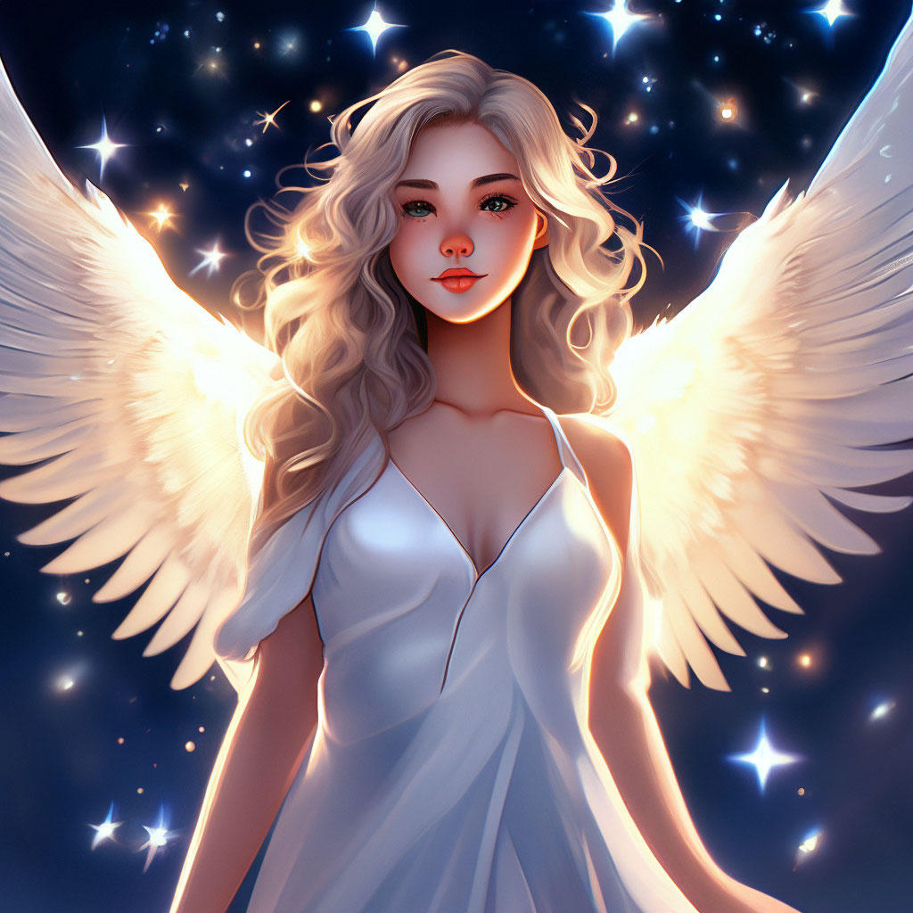 Красивая девушка ангел с белыми …» — создано в Шедевруме