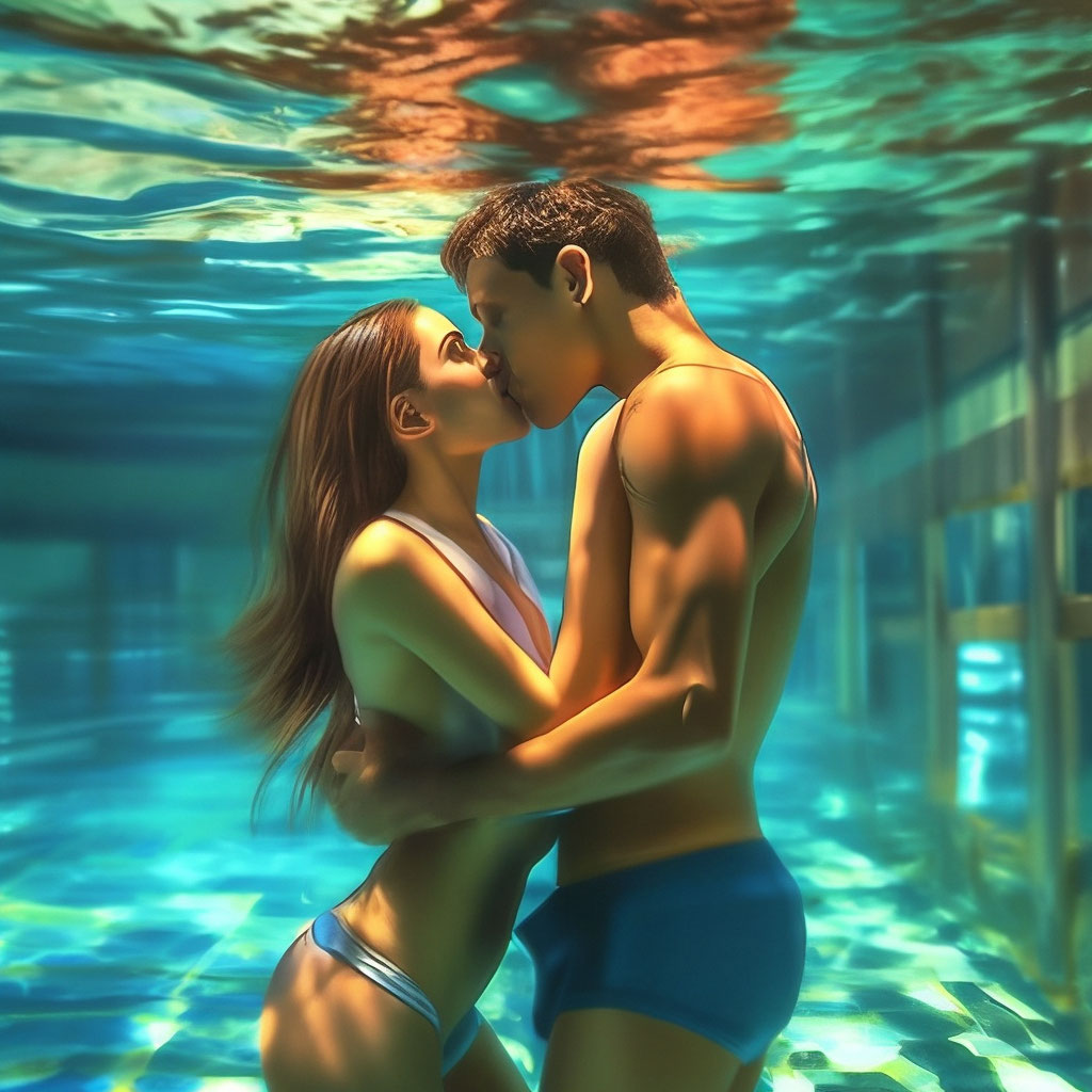 Воронежские няши в бикини показали страстный поцелуй около бассейна