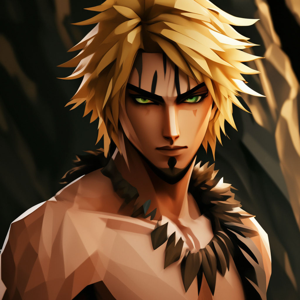 "Hombre primitivo, chico, cabello ." - imagen creada en Shedevrum...