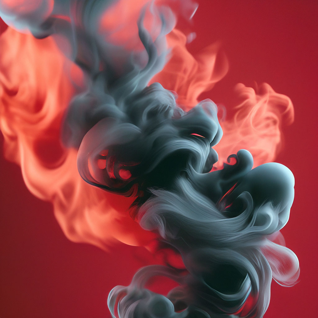Чёрный дым, красный фон» — создано в Шедевруме