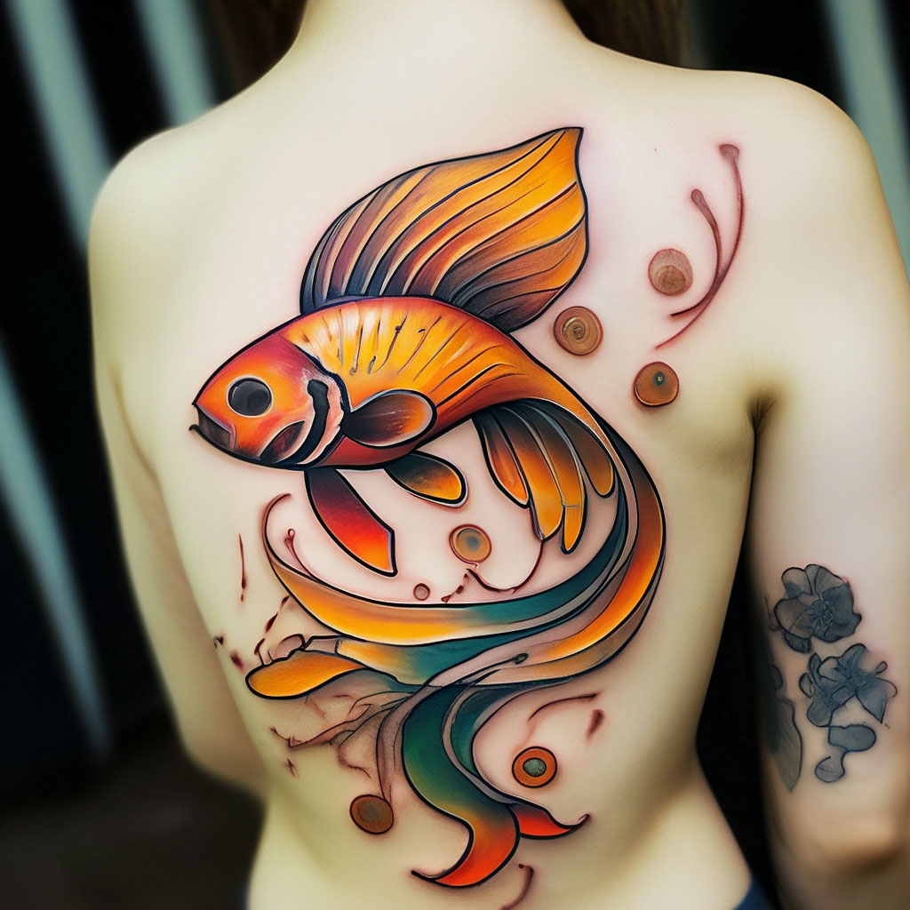 Значение тату в виде золотой рыбки и варианты ее исполнения